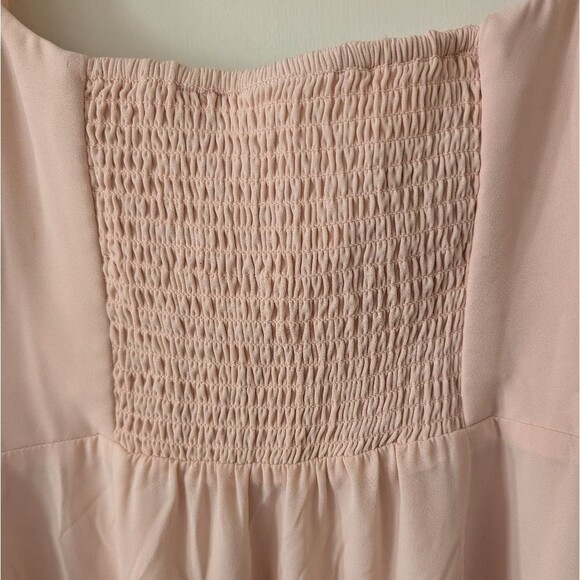 BHLDN Kayleigh Georgette Blush Pink Square Neck Slit Dress Size 4 - Picture 7 of 10
